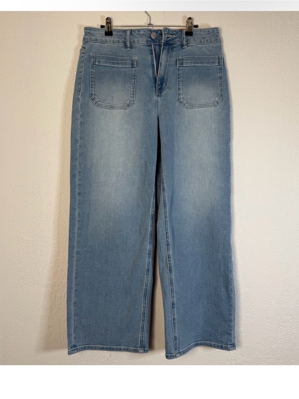 Quince Bella Light Blue Wide-Leg Jeans with Front Patch Pockets NWTS